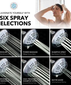 Alternative view of ShowerMaxx Luxury Spa Series Shower Head, 6 Spray Setting, 4.5 Inch Adjustable High Pressure Shower Head Fixture for Hard Water, 360-Degree Tilt Massage Shower System - Polished Chrome Shower Head