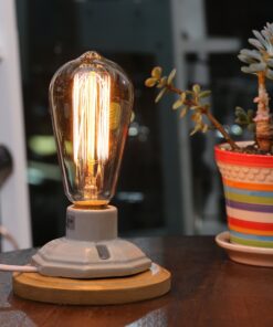 Kiven Vintage Decor White Ceramics Wooden Base Table Lamps E26 Industrial Lamp Home Decor Bulb Not Included 1-Pack 13 91XnRm8tL