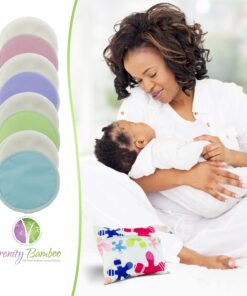 Washable Organic Bamboo Nursing Pads 8 Pack Colors (4 Pair) with Laundry Bag - Natural and Reusable, Ultra Soft, and Super Absorbent for The Ultimate Luxury Breast Pad - by Serenity Bamboo 12cm - Extra Thick Colors 20 91XnxjLZk2L