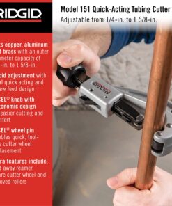 Alternative view of RIDGID 31632 Model 151 Quick-Acting Tubing Cutter with 1/4"-1-5/8" Cutting Capacity, Silver Black Tubing Cutter, Small