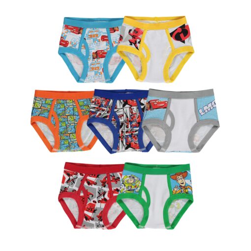 Disney Boys' Pixar 100% Combed Cotton Briefs with Cars, Toy Story, Nemo, Monsters Inc & The Incredibles in Sizes 2/3t and 4t 4 7-pack