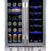 NewAir French Door Wine & Beverage Cooler | 18 Bottle 60 Can | White & Red Wine Countertop Fridge | Stainless Steel Dual Zone Beer and Wine Fridge With Digital Temperature Controls and Key Lock 18 Bottle/ 60 Can