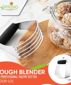 Spring Chef Dough Blender, Top Professional Pastry Cutter with Heavy Duty Stainless Steel Blades, Medium Size, Black 3" Medium 29 91YBQENekPL