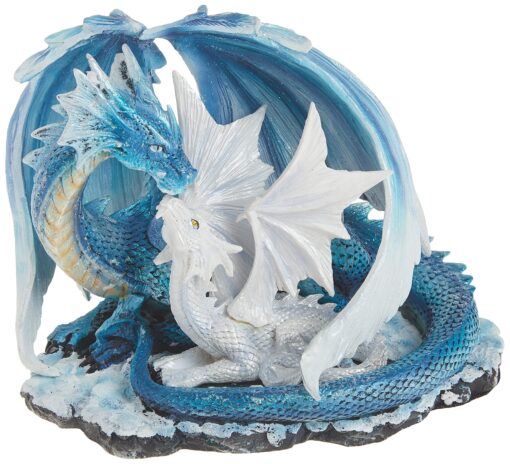 StealStreet SS-G-71533 Light Blue Dragon Mom with White Baby Statue Figurine, 7"