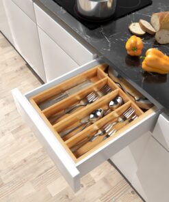 Utopia Kitchen Bamboo Silverware Organizer for Drawer Kitchen Utensil Organizer, Kitchen Drawer Organizer for Large Utensils, Cutlery Drawer Organizer, Silverware Holder, Flatware Organizer Tray 5 Compartments Natural 23 91YSETYPCL