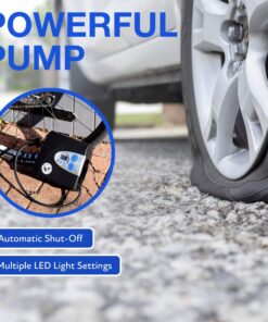 12V Air Compressor, PI Store Tire Inflator, Portable Tire Pump, Digital Air Pump With Pressure Gauge, Auto-Shut Off, LED Light For Car Tires, Bicycle, Camping Equipment, and Inflatables Pumping Use 38 91YXWgHxaL