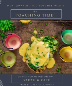 Egg Poacher - Skoo Silicone Egg Poaching Cups + Lids + Ebook - Egg Cooker Set - Perfect Poached Egg Maker - For Stove Top, Microwave and Instant Pot (Green, Red, Yellow, Turquoise, Dark Blue) Green, Red, Yellow, Turquoise, Dark Blue 23 91YbEMmsGkL
