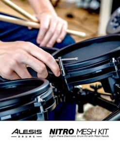 Alesis Nitro Mesh Kit - Electronic Drum Set with Quiet Mesh Pads, USB MIDI, Kick Pedal and Rubber Kick Drum, 40 Kits, 385 Sounds, Drum Lessons 1st Generation 47 91YnQtX2RiL