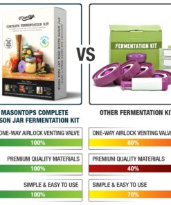 Masontops Complete Mason Jar Fermentation Kit - Pickle Kit, Sauerkraut Making Kit Kimchi Container - Fermentation Airlock Lids Wide Mouth Mason Jars 21 91Yv4Va0imL
