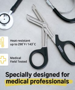 Madison Supply Medical Scissors, EMT and Trauma Shears - 7.5 Inch Premium Quality Stainless Steel Bandage Scissors - Fluoride-Coated with Non-Stick Blades - 2 Pack (Black/Stainless) 2-Pack Black Handle/Stainless Blades 20 91Z0kqsuGML
