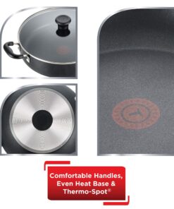 T-fal Specialty Nonstick Saute Pan with Glass Lid 5 Quart Oven Safe 350F Cookware, Pots and Pans, Dishwasher Safe Black 23 91Z1s9O6ZFL