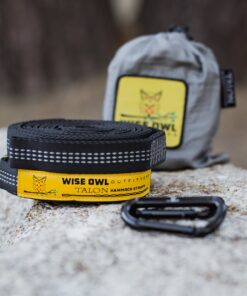 Wise Owl Outfitters Hammock Straps for Trees Heavy Duty - Set of Two 10ft Long, 1 Inch Thick Camping Hammock Tree Straps w/ 38 Loops & 2D Carabiners - Essential Hammock Accessories Grey 25 91Z4Nx0fAeL