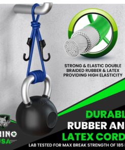 RHINO USA Bungee Cords with Hooks - Heavy Duty Outdoor 28pc Assortment with 4 Free Tarp Clips, Drawstring Organizer Bag, Canopy Ties & Ball Bungees Bungee Cord Set 30 91Z8CnClyiL