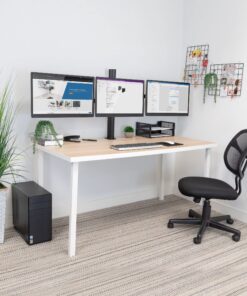 Mount-It! Triple Monitor Mount | 3 Monitor Desk Stand | Fits Three Computer Screens 19 20 21 22 23 24 Inches | C-Clamp Base | Heavy Duty Full Motion Tri Arms | VESA 75 100 Compatible up to 24 inches 38 91ZDUaCOCL