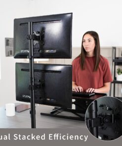 VIVO Dual LCD Monitor Desk Mount Stand Heavy Duty Stacked, Holds Vertical 2 Screens up to 32" (STAND-V002T) Black 25 91ZEDK1Zj L