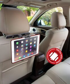 Macally Car Headrest Tablet Holder, Adjustable iPad Car Mount for Kids in Backseat, Compatible with Devices Such as iPad Pro Air Mini, Galaxy Tabs, And 7" to 10" Tablets and Cell Phones - Black 40 91ZHSNnpvqL