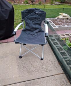 KingCamp Oversized Camping Folding Chair, High Back Heavy Duty Lumbar Support Padded Camp Chair with Cup Holder, Portable for Outdoor, Sports, Picnic Black/Mediumgrey 1 PACK 50 91ZHmahooCL