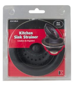 Plumb Pak K5414BLK Keeney Stainless Steel Kitchen Sink Strainer with Fixed Post Basket, Fits Standard 3-1/2-Inch Openings, 3-1/2 In. to 4 In, Black 23 91ZMc kGdvL