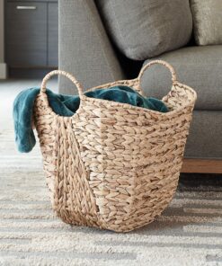 Household Essentials ML-4002 Tall Water Hyacinth Wicker Basket with Handles | Natural, Brown, Natural 26 91ZPuJATjtL