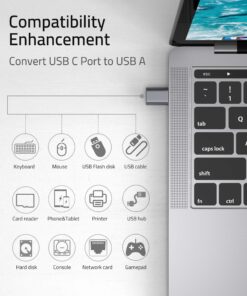 Syntech USB C to USB Adapter Pack of 2,USB C to USB3.0 Female Adapter Compatible with iPhone 15 MacBook Pro Air, other Type C or Thunderbolt Devices Space Grey 20 91ZYsD5u3jL