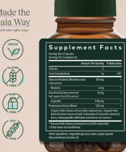 Gaia Herbs Adrenal Health Daily Support - with Ashwagandha, Holy Basil & Schisandra - Herbal Supplement to Help Maintain Healthy Energy and Stress Levels - 120 Liquid Phyto-Capsules (120 Count) 120 Count (Pack of 1) Standard Packaging 11 91ZZ3xN8wL