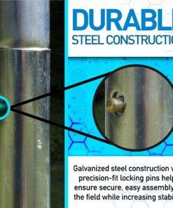 Franklin Sports Competition Soccer Goals - Backyard Portable Steel Soccer Goals - Adult + Youth Soccer Goal with Net + Ground Stakes Included - Multiple Sizes + Colors Non-Folding 12' x 6' Silver 21 91ZZsZIBL