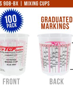 Custom Shop Brand (Full Case of 100 Each - 1/2 Pint (8oz) Paint Mixing Cups) - Cups Have Calibrated Mixing Ratios on Side of Cup BOX of 100 Cups Cups - Box of 100 + 12 Lids 11 91Zc1DhCt1L