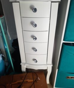 Powell Furniture Jewelry Armoire, White, 13"x 9.375"x 35.5" 43 91ZeXRSDTL