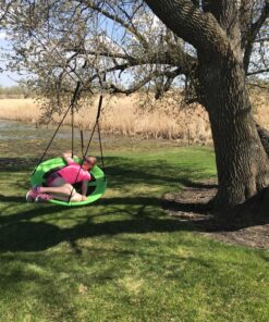 Royal Oak Saucer Tree Swing,Giant 40 Inches with Carabiners and Flags, 700 lb Weight Capacity, Steel Frame, Waterproof, Easy to Install with Step by Step Instructions, Non-Stop Fun! (Green) Green 34 91ZpIjN3mjL