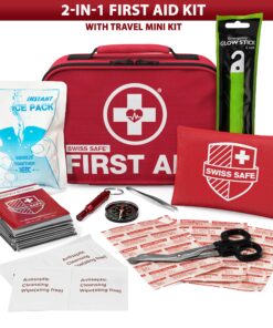 Swiss Safe 2-in-1 First Aid Kit (120 Piece) + Bonus 32-Piece Mini Kit: Compact, Lightweight for Emergencies at Home, Outdoors, Car, Camping, Workplace, Hiking & Survival 120 Piece Standard 24 91a2L7eF2AL 1