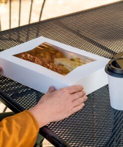 Southern Champion Tray 24133 White Paperboard Window Bakery Box, 9". Length x 9" Width x 2-1/2" Height (Case of 200) 9" x 9" x 2-1/2" 28 91a77T8UHgL