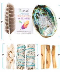 Smudge Kit - White Sage, Palo Santo, Abalone Shell, Smudging Feather for Healing, Purifying, Meditating & Incense (Essentials Plus) 24 91aJwJgKmHL