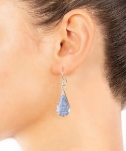 Amazon Collection Sterling Silver Pressed Flower Teardrop Earrings Blue 17 91aKK4qjD8L