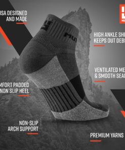 MudGear Quarter Crew Trail Running Socks - Crew Length Socks, Men and Women - Running, Hiking, Cycling, and More, 2-Pack Large Gray/Black 10 91aSk8pp0hS