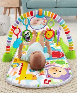 Fisher-Price Baby Playmat Deluxe Kick & Play Piano Gym & Maracas with Smart Stages Learning Content,5 Linkable Toys & 2 Soft Rattles (Amazon Exclusive) Kick N Play Green + Maracas 39 91aTkBcM9IL