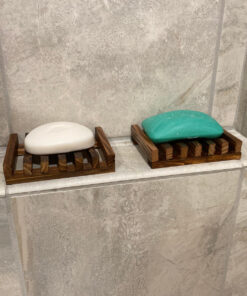 Magift Piece Home Bathroom Soap Case, Sink Deck Bathtub Shower Dish, Rectangular, Hand Craft, Natural Wooden Holder for Sponges, Scrubber, 2 Count(Pack of 1), Brown 2 Pack Brown 47 91afJIGZRL