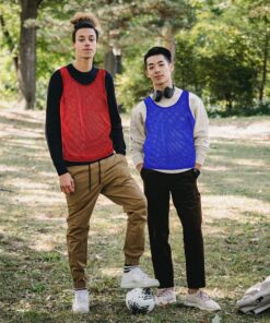 Super Z Outlet 12 Pinnies Scrimmage Vests Team Practice Jersey for Child Youth Teen Lightweight One Size Red/Blue 15 91al5GOBxfS