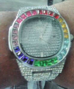 FANMIS Luxury Bling-ed Out Colorful Full Diamond Watches Fashion Quartz Analog Stainless Steel Band Bracelet Wrist Watch Gold 24 91ao6XrZXwL