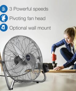 Lasko High Velocity Max Performance Floor Fan with Wall mount Option, 3 Powerful Speeds, Pivoting Fan Head for Home, Garage, Attic, 20", Black, 2265QM 27 91bXdJLEEpS