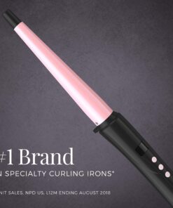 REMINGTON Pro Pearl Ceramic Conical Curling Wand, Digital Controls + 10 Heat Settings, Black/Pink, CI95AC4 1/2 - 1 Inch Black/Pink Tapered 30 91bYerCYYhL
