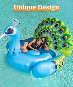 Alternative view of JOYIN Inflatable Peacock Pool Float - Giant Green Peacock Ride on Raft for Swimming Pool, Beach Floaties, Party Decoration Toys, Inflatable Island, Summer Pool Raft Lounge for Adults & Kids Water Fun Blue