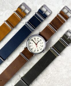 Benchmark Basics Leather Watch Band - Crazy Horse Oiled Leather One-Piece Watch Straps for Men & Women - Choice of Color & Width - 18mm, 20mm, 22mm or 24mm Black 11 91bZw40KViL