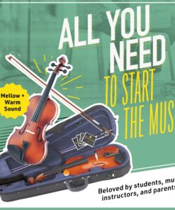 Mendini By Cecilio Violin For Beginners, Kids & Adults - Beginner Kit For Student w/Hard Case, Rosin, Bow - Starter Violins, Wooden Stringed Musical Instruments 1/2 MV300 Antique 18 91baignEEiL 1