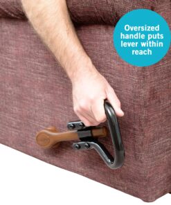 Stander Recliner Lever Extender, Oversized Grip Handle Adapter for Adults, Seniors, and Elderly, Extension Handle with Large Ergonomic Curve Grab Bar, Compatible with Wooden Recliner Handles - Black Standard 19 91blBXLGSL