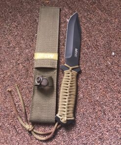 MTech USA – Fixed Blade Knife –Black Stainless Steel Blade, Green Cord Wrapped Handle, Full Tang, Includes Nylon Sheath - Hunting, Camping, Survival, Tactical, EDC – MT-528C, Small 36 91bqA4Aj0WL