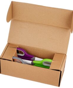 Amazon Basics Multipurpose, Comfort Grip, PVD Coated, Stainless Steel Office Scissors, 3-Pack, Purple, Green & Gray 25 91bx3E4ZFsL