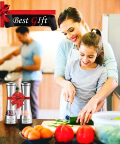 Premium Stainless Steel Salt and Pepper Grinder Set - Pepper Mill and Salt Mill, Spice Grinder with Adjustable Coarseness, Ceramic Rotor, Tall Salt and Pepper Shaker, Brushed Stainless - Free eBook 25 91cAgEm5zbL