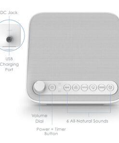 Pure Enrichment® WAVE™ Premium Sleep Therapy Sound Machine with USB Charger - Seamless Looping with 6 Soothing All-Natural Sounds, & Auto-Off Timer - Easily Portable for Travel (White) Patented Design White 31 91cDtDEMKjL