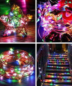 YIHONG 2 Set Multicolor Christmas Fairy Lights Battery Operated,16.4FT 50 LED String Lights, 8 Modes Portable Twinkle Firefly Lights Remote Timer for Bedroom Garden Party Decoration 17 91cDuHbS6zL