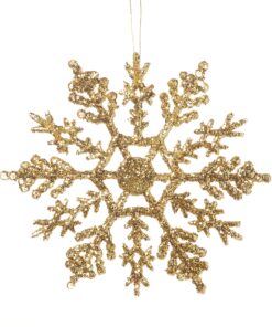 Darice 1629-45 10-Piece Snowflake Ornament, 4-Inch, Glittered Gold